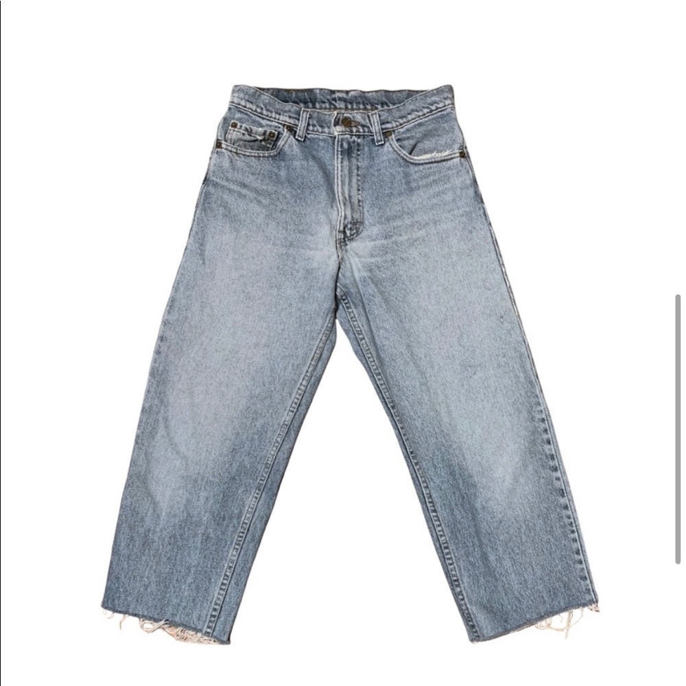Vintage 90s Levi's 550 Tapered Leg Mom Jeans 1990s Raw Hem Cropped Jean